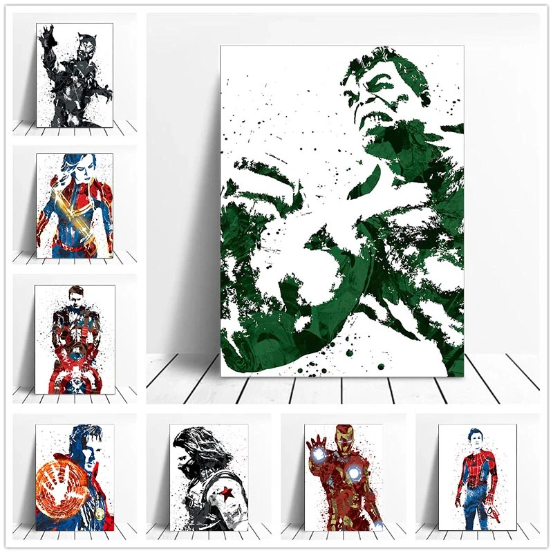 Marvel Отмъстителите Платно картини скица на Супергерой спайдър-плакати и щампи Стенно изкуство картина за хола декорация на дома0