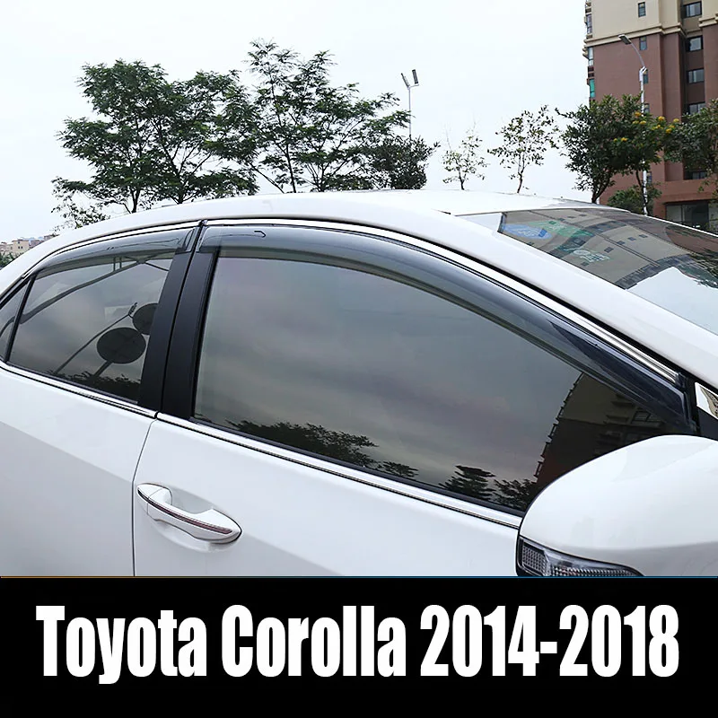 За Toyota Corolla Седан 2017 2018, дефлектор на прозореца, козирка от дъжд и слънце, вентилационна (противовакуумна) канална козирка, козирка на предното стъкло, тенти, защита на0