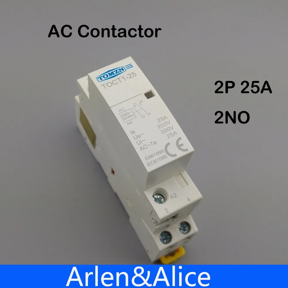 1 бр TOCT1 2P 25A 220/230V 50/60 Hz Din-рейк Домакински модулен контактор за променлив ток 2NO0