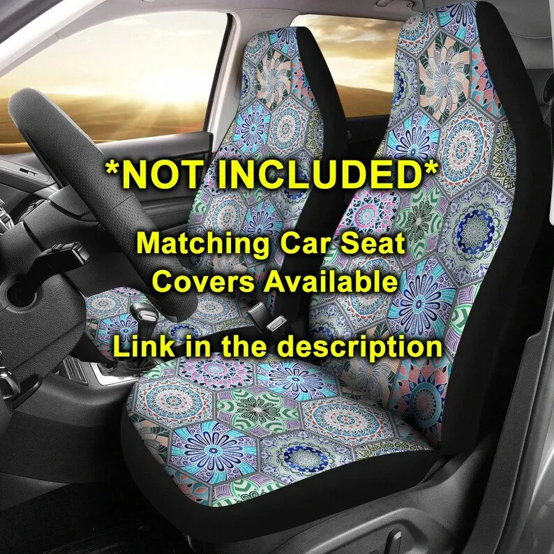 Комплект автомобилни постелки, със сини, розови, зелени мандалами, предните и задните стелки за автомобили, автомобилни аксесоари3