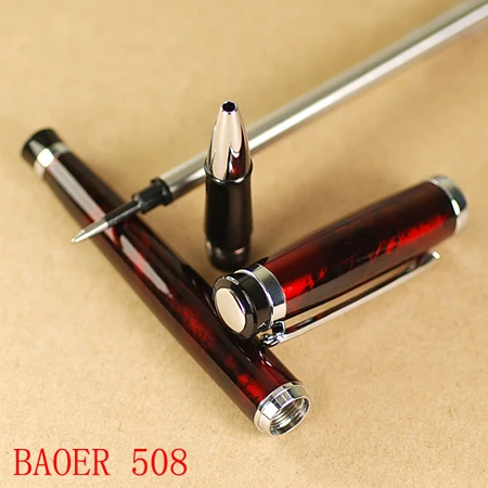 Химикалка писалка Baoer 508 с полиран розов и сребро ролка, канцеларски материали, ученически и офис консумативи, писалки за писане2