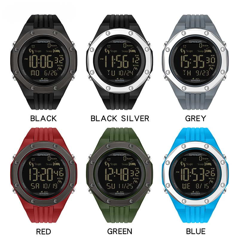 Нови многофункционални спортни часовници за мъже, led часовник с двойно време, военни електронни часовници, водоустойчиви мъжки часовници5