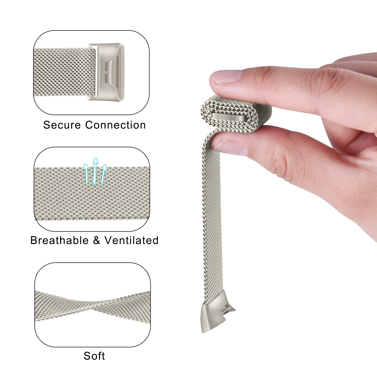 Метален магнитна каишка за часовник Fitbit Charge 3/Charge 4 Band, регулируем маншет за часа Fitbit Charge 3 SE, каишка за китката-гривна4