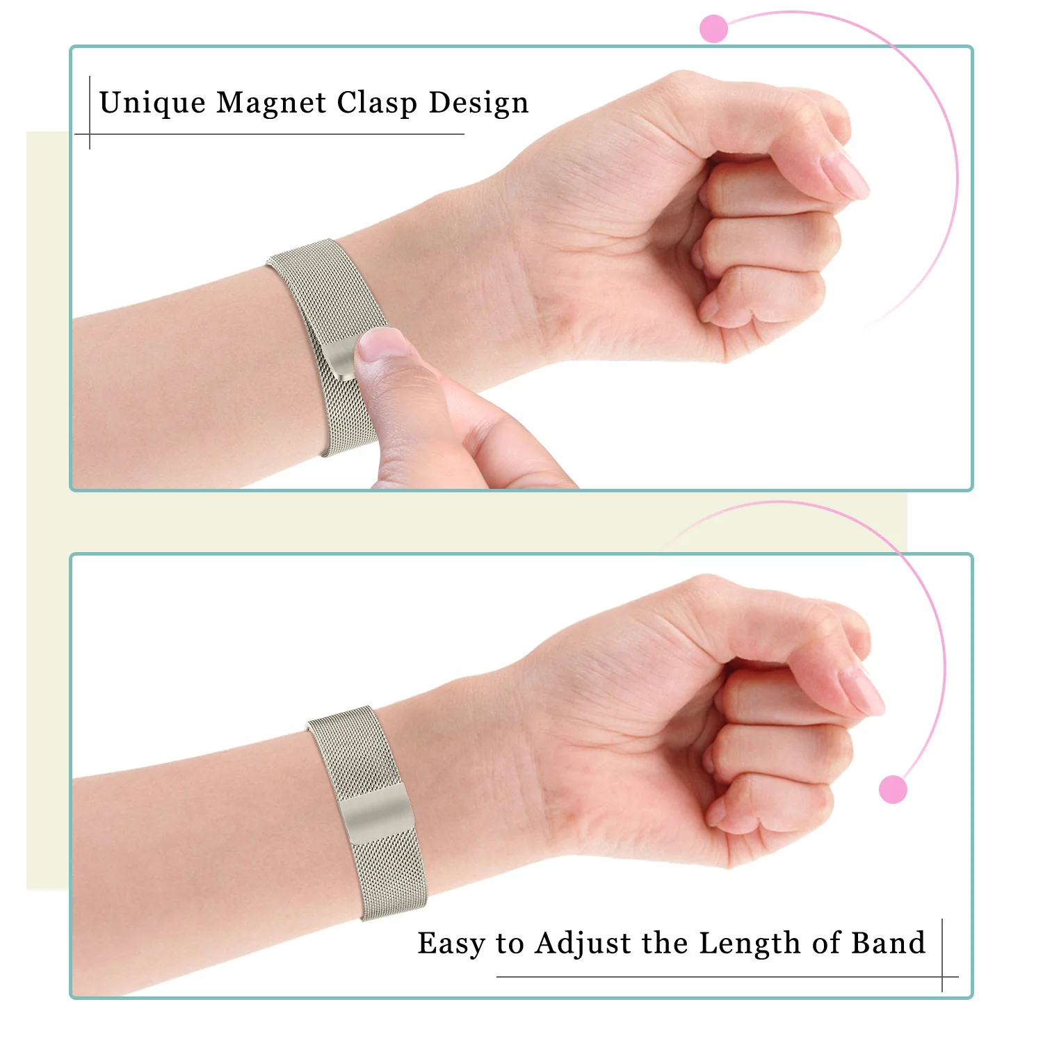 Метален магнитна каишка за часовник Fitbit Charge 3/Charge 4 Band, регулируем маншет за часа Fitbit Charge 3 SE, каишка за китката-гривна5