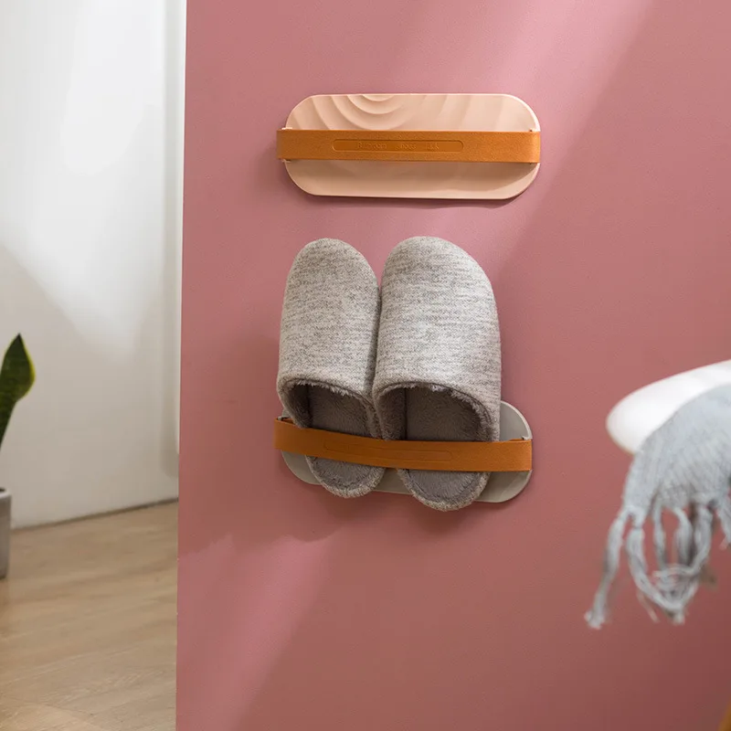 Монтиране На Стена Безшевни Етикети Стойка За Обувки-Органайзер За Обувки Рафтове За Съхранение Баня Стенни Чехли Полк Дропшиппинг2