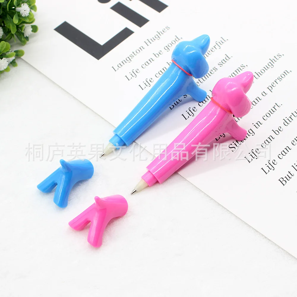 200шт Творчески канцеларски материали мультяшная химикалка дръжка във формата на куче с камбана животно химикалка писалка ученик награда играчка дръжка2