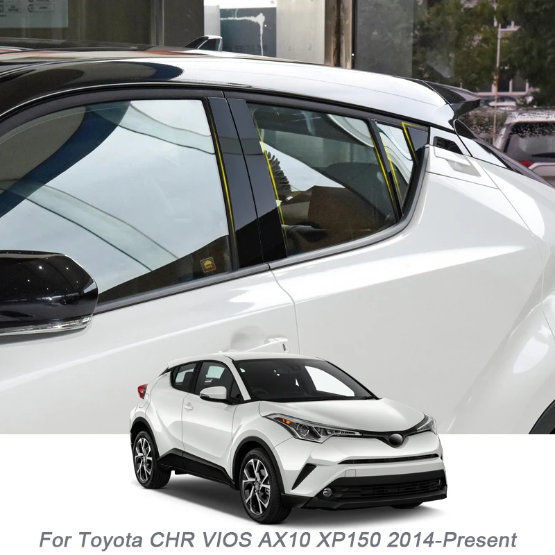8 БР. Стикер Върху Централната Багажник Прозореца на Колата, PVC Панел, Фолио Против Надраскване За Toyota CHR VIOS AX10 XP150 2014-до Момента, Автоаксесоари0