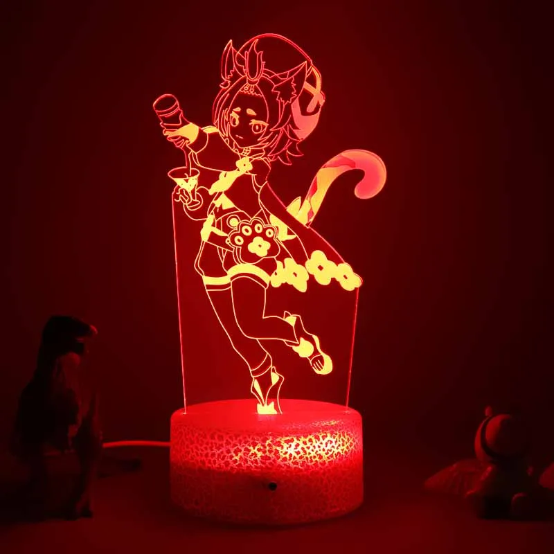 Играта Genshin 3D Лампа Фигурка Светлина Led нощна светлина Слот осветителни Тела за Декор за Спалня Осветление, Нощни Лампи Детски Подарък0
