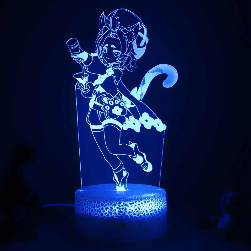 Играта Genshin 3D Лампа Фигурка Светлина Led нощна светлина Слот осветителни Тела за Декор за Спалня Осветление, Нощни Лампи Детски Подарък1