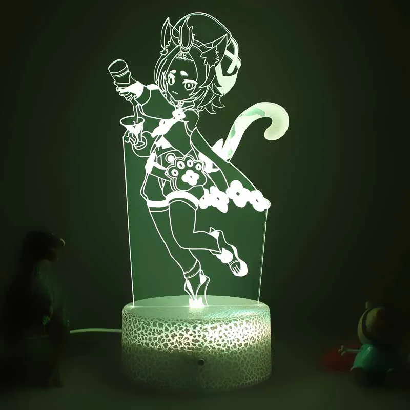 Играта Genshin 3D Лампа Фигурка Светлина Led нощна светлина Слот осветителни Тела за Декор за Спалня Осветление, Нощни Лампи Детски Подарък3