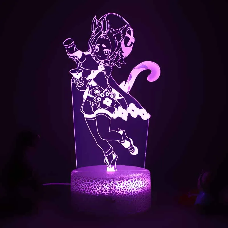 Играта Genshin 3D Лампа Фигурка Светлина Led нощна светлина Слот осветителни Тела за Декор за Спалня Осветление, Нощни Лампи Детски Подарък5