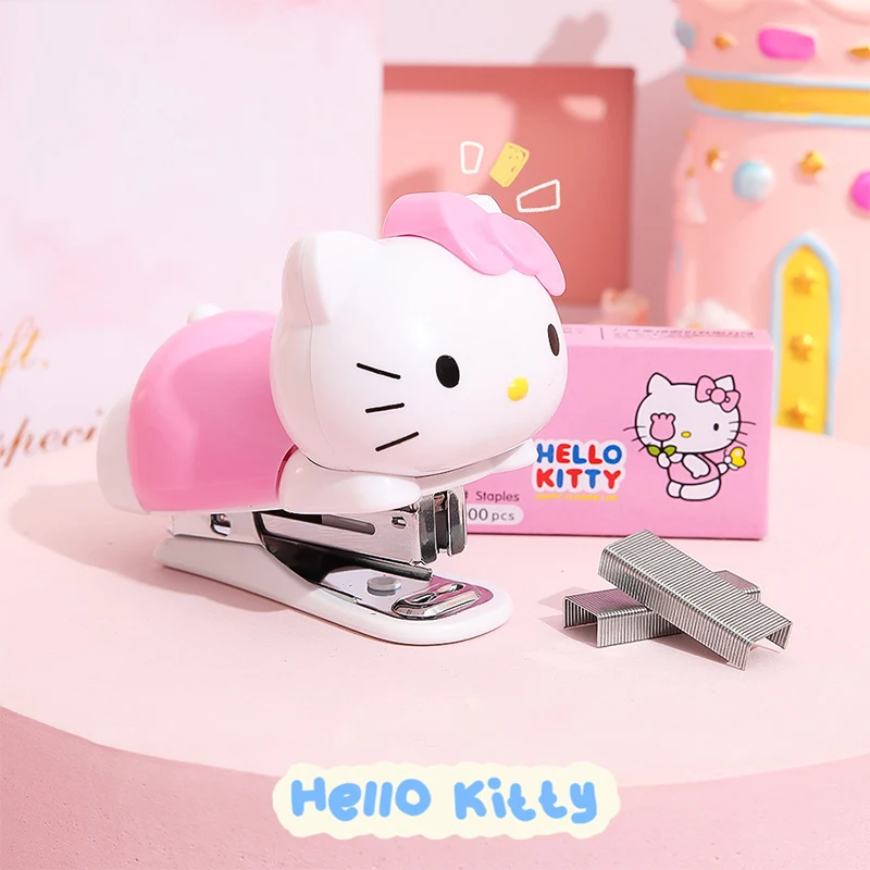 Мини комплект телбод Sanrio Hello Kitty, аксесоари за аниме, обзавеждане за студентски учебници, машина за подвързване тест на хартия, подарък за ученици2