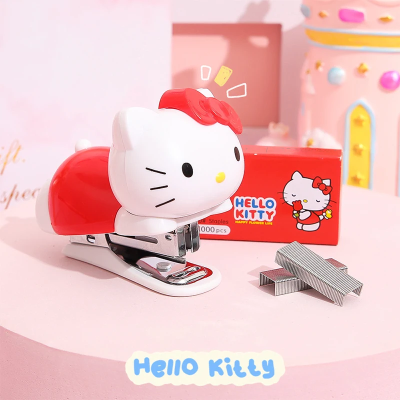 Мини комплект телбод Sanrio Hello Kitty, аксесоари за аниме, обзавеждане за студентски учебници, машина за подвързване тест на хартия, подарък за ученици3