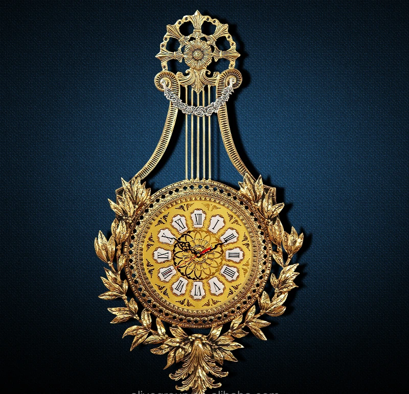 Европейският ретро стил, медно-златни стенен часовник за украса на дома1