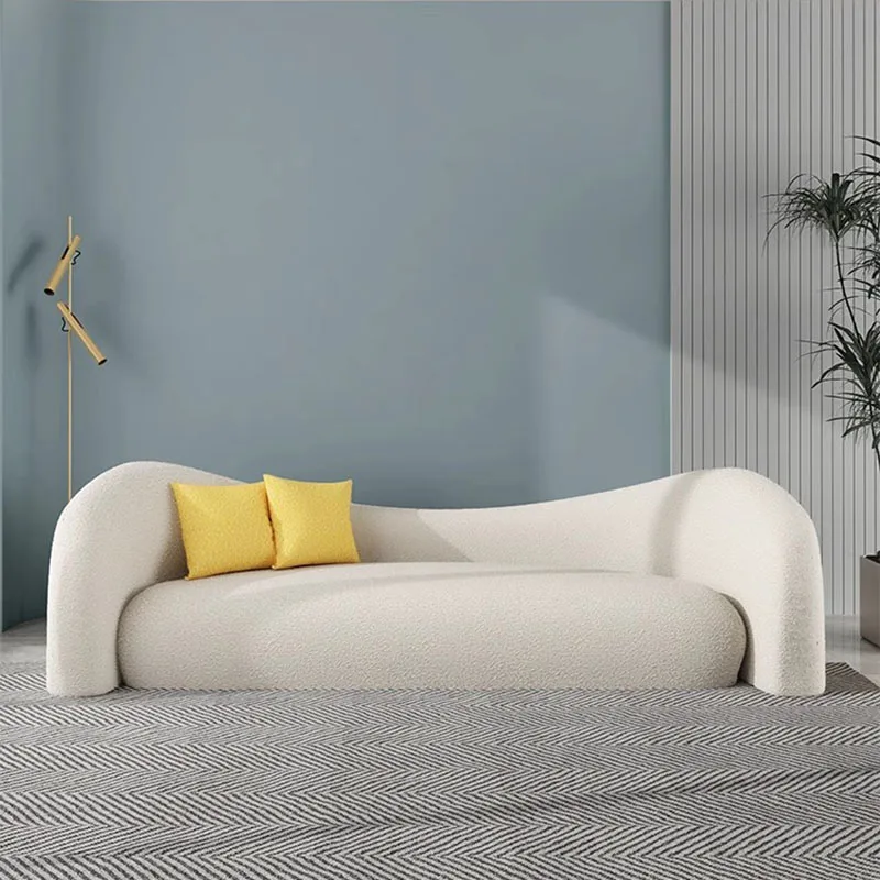 Бял диван от вълна от овце, модерен директен мързелив 3-местен дизайн, диван за цялото тяло, голям порцеланов диван, мебели за дома, евтини дивани оферти0