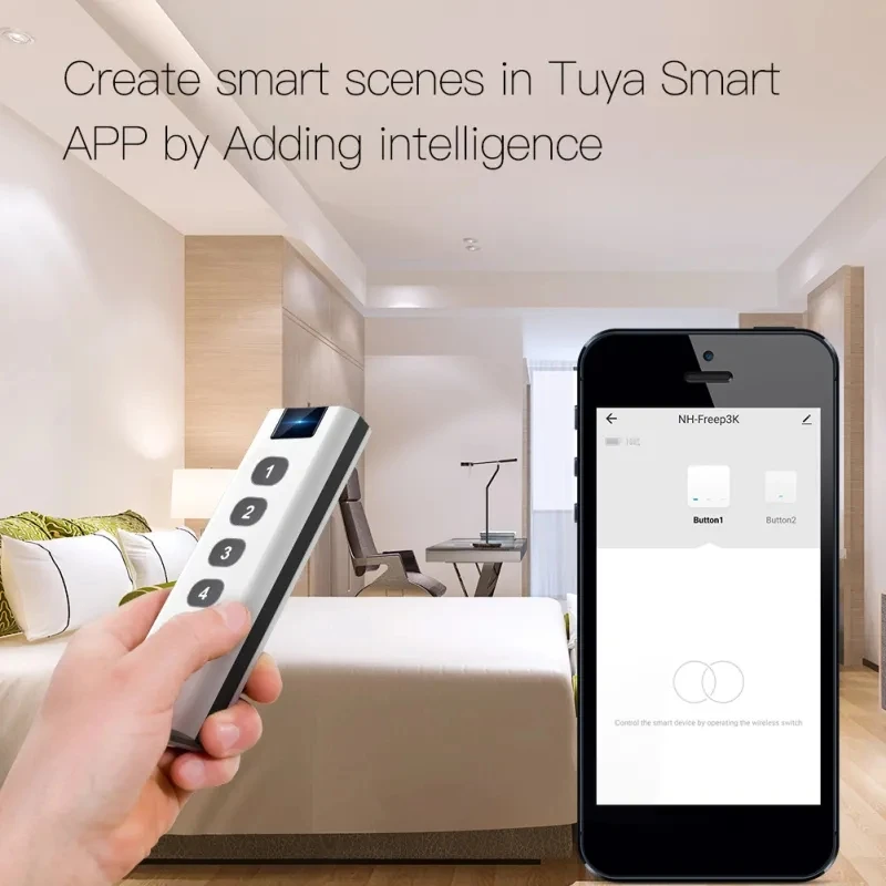 1-4 ключ на Hristo ZigBee Smart Wireless Scene Switch Дистанционно управление преносим сценарий за домашна автоматизация с Дистанционно управление с Алекса Google3