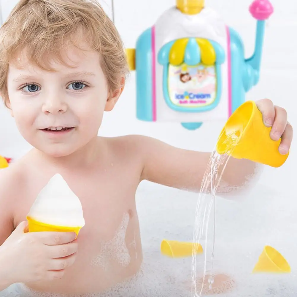 Детска играчка за вода в банята, сладолед ръчно изработени забавна играчка за къпане, детска лятна машина, воден мехур, пенопластовый рог, детски играчки H6F03