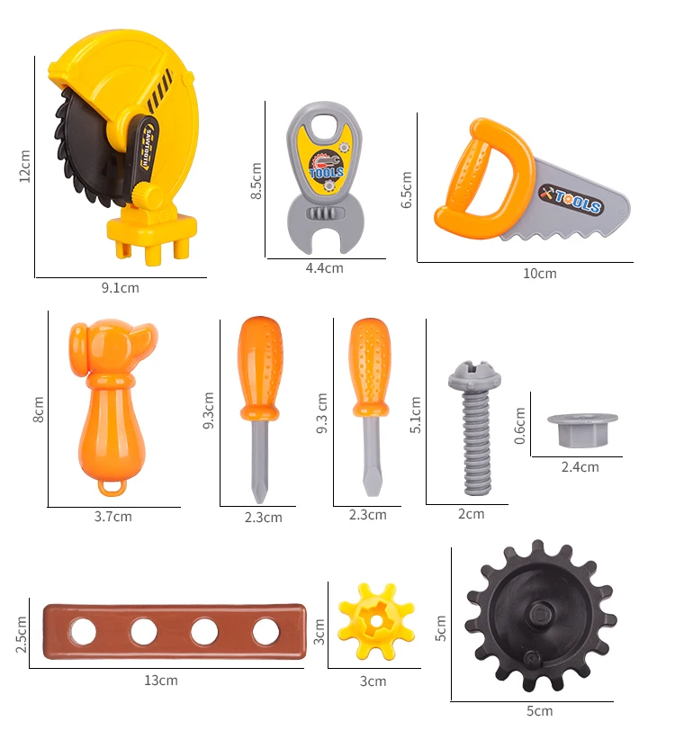 Набор от инструменти за деца Oenux, инструменти за ремонт, имитация инженер, електрическа бормашина, отвертка, маса за поддръжка, игри къща, чанта за игра, играчки4