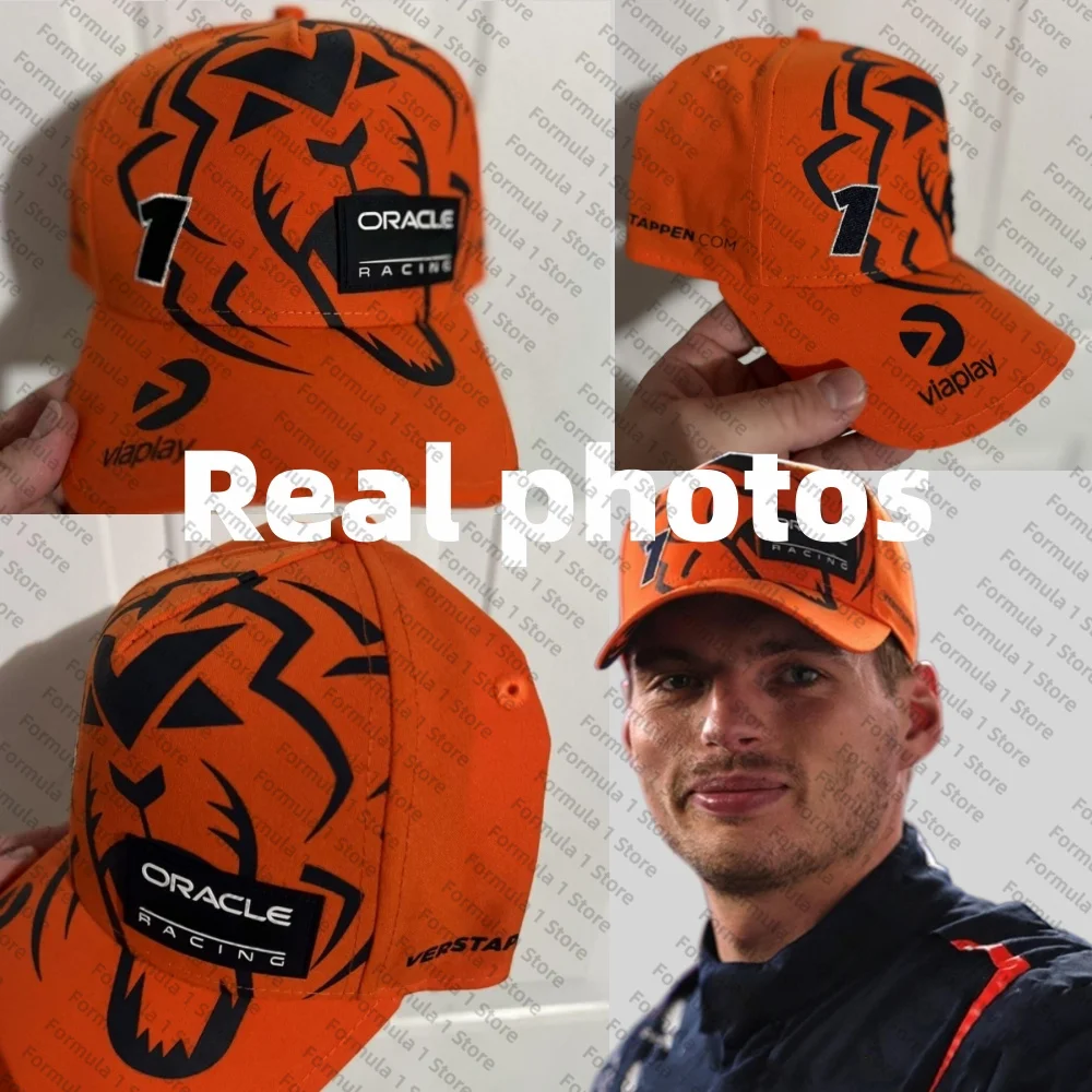 Официален Висококачествен червен цвят Bull Team 2023 Max F1 Orange шапка на водача на лъв, капачка за аксесоари Формула 1, шапка1