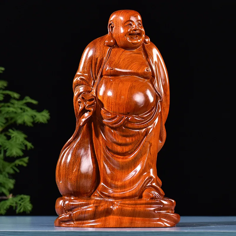 Статуетка на Буда, дървена статуя си смях Буда, дърворезба, ретро декорация, творчески китайски подаръци за дома, дървени изделия0