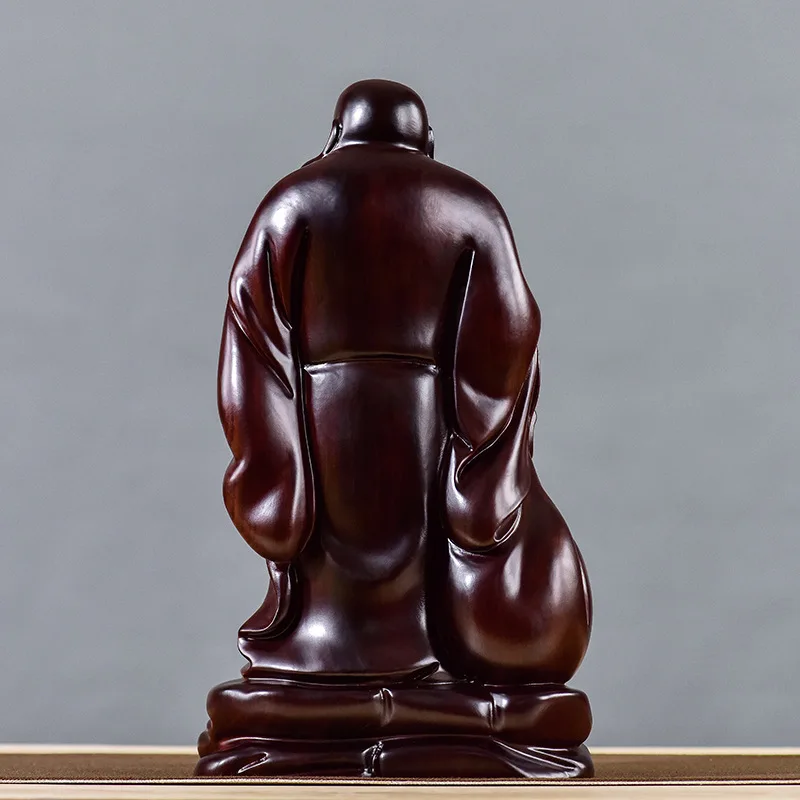 Статуетка на Буда, дървена статуя си смях Буда, дърворезба, ретро декорация, творчески китайски подаръци за дома, дървени изделия2