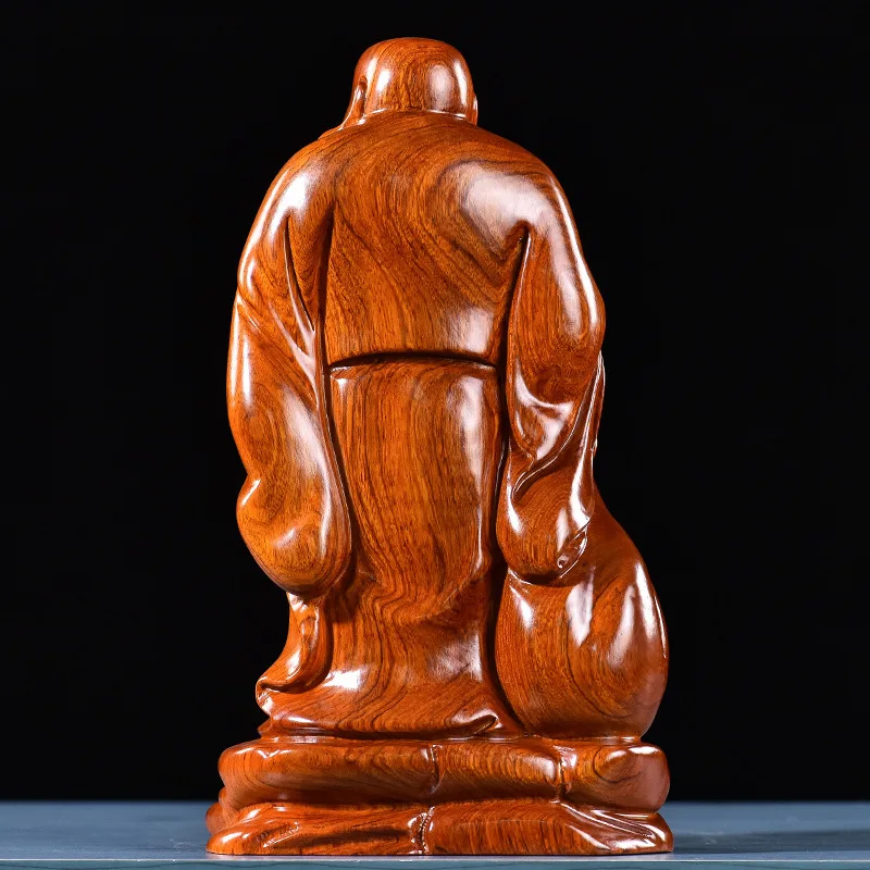 Статуетка на Буда, дървена статуя си смях Буда, дърворезба, ретро декорация, творчески китайски подаръци за дома, дървени изделия3