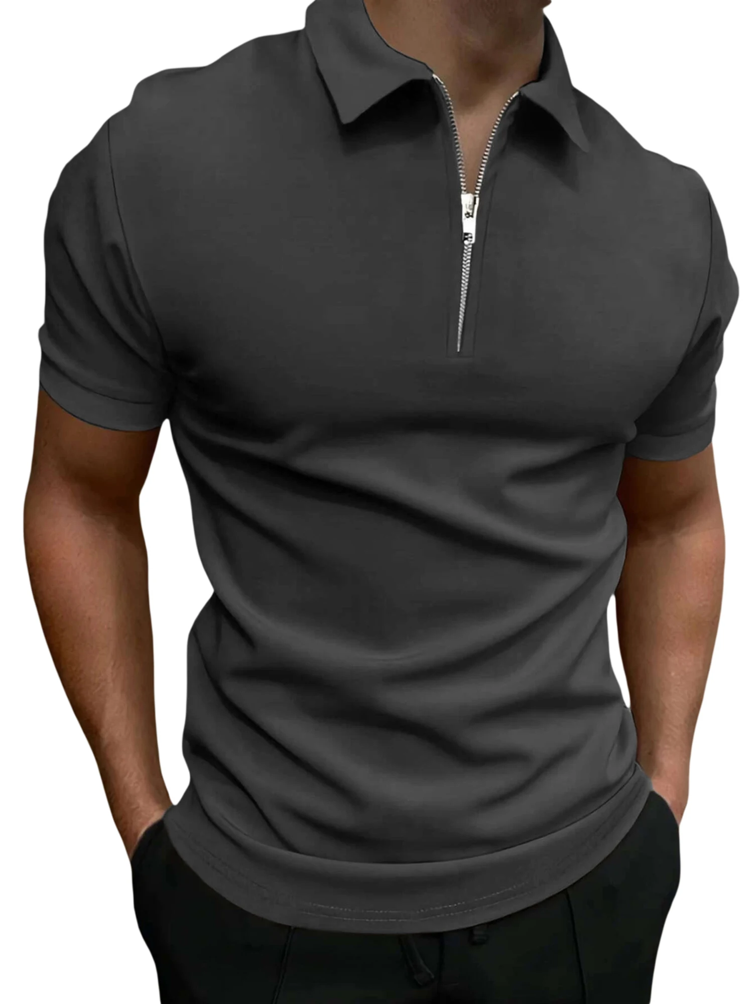Мъжки ризи с дълъг ръкав с цип на ивици, нормално кацане, ежедневни памучни блузи с имитация на шията3