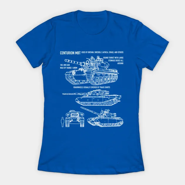 Женска тениска Centurion British Tank Blueprint3