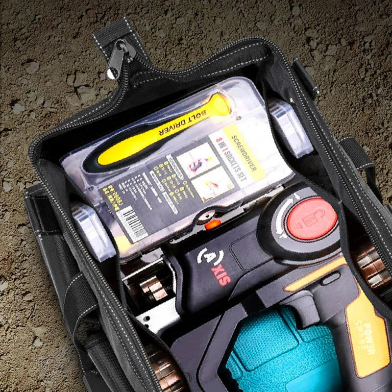 Многофункционална чанта за инструменти, чанти за електрозахранване от плат Оксфорд 1680D, водоустойчив и износостойкая работна чанта за съхранение1