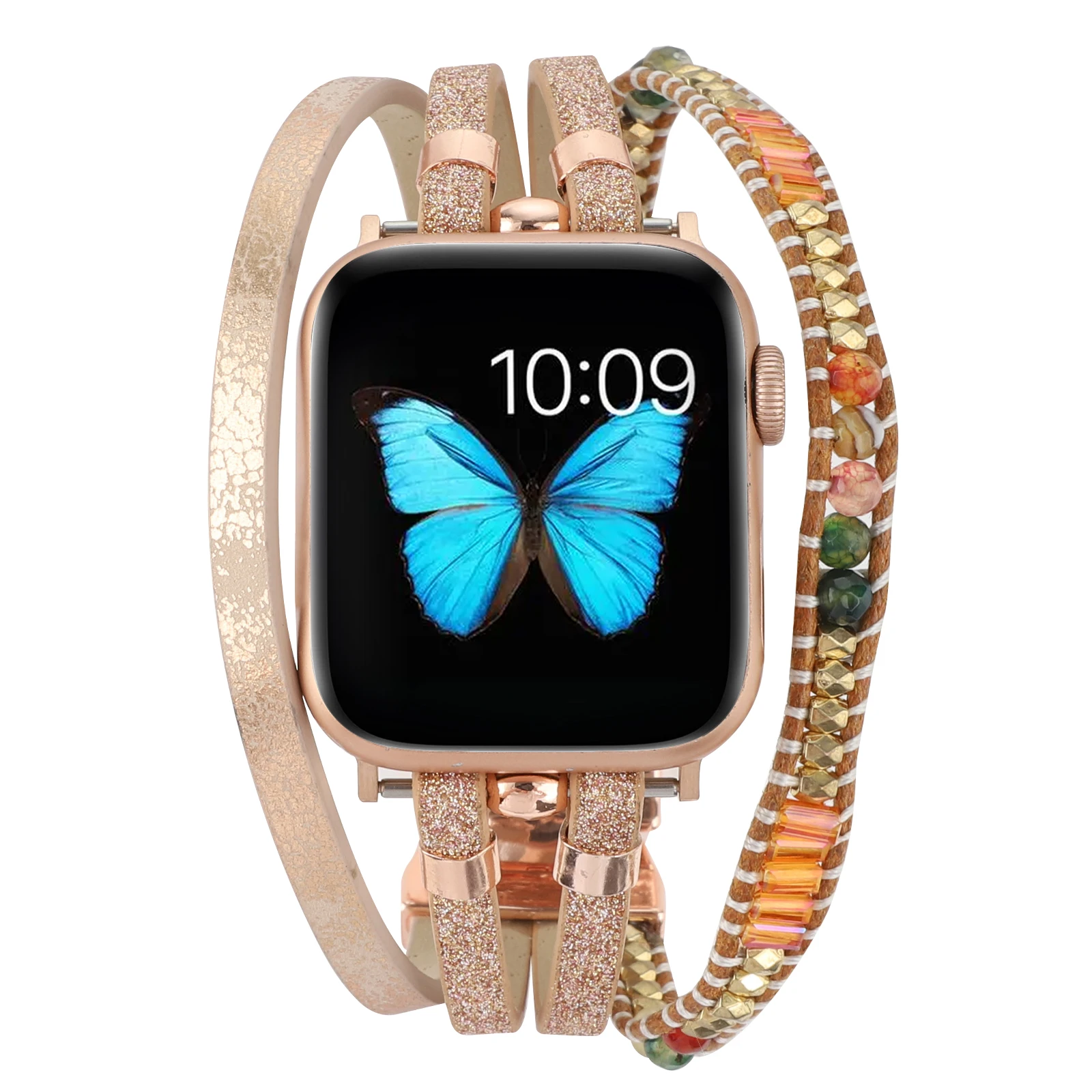 Каишка от неръждаема стомана за Apple Watch, каишка с украшение, гривна-верига за Iwatch Ultra series87654321SE, гривни с камъни за жени на китката1