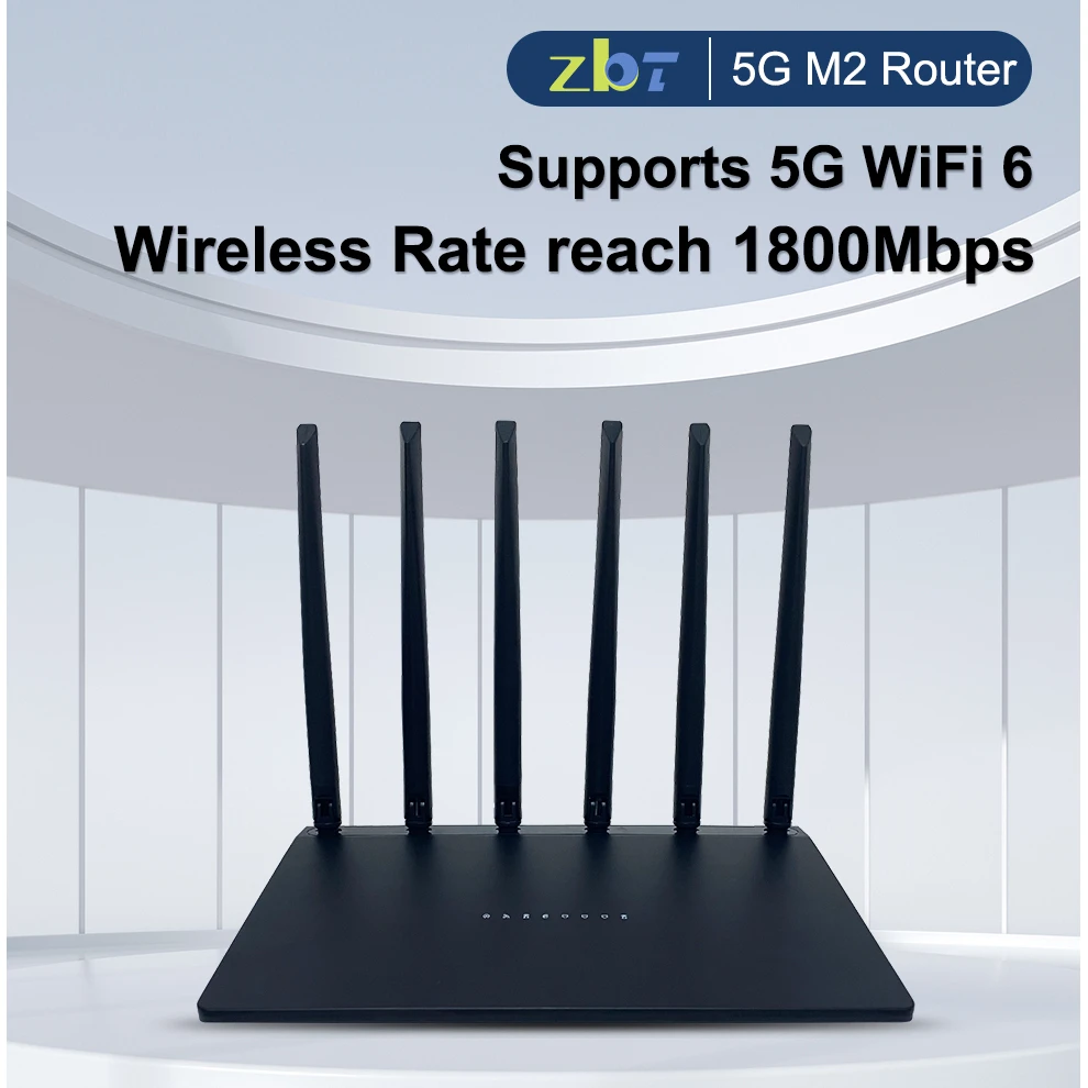 ZBT Openwrt 5G Рутер M. 2 Модем WiFi6 СИМ-карта 1800 Mbit/s 128 MB Флаш памет 256 MB RAM Окото 5,8 Ghz Wifi Антена МУ-MIMO, за 128 Устройства1