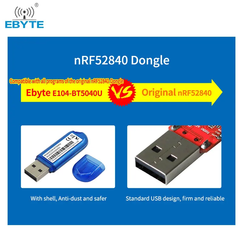 Радиочестотни модул NRF52840 E104-BT5040U 2,4 Ghz Печатна платка BLE5.0 МОЖНО 4,2 Вградена Антена USB Интерфейс за Вторична Високоефективна развитие4