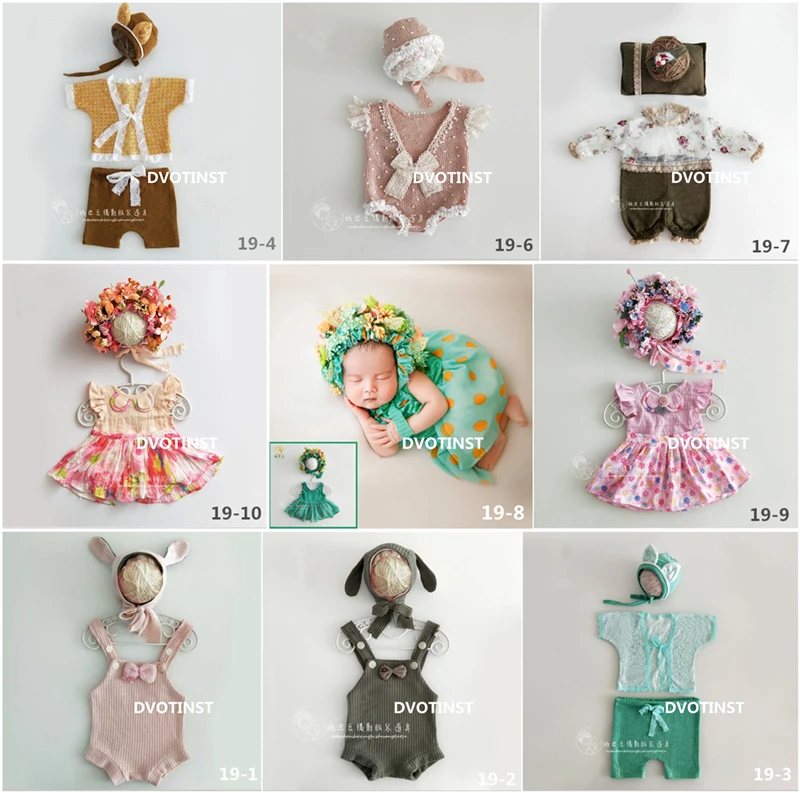 DVOTINST Реквизит за снимки на новородени, вязаная шапка с цветя + тоалети, рокля, комплект от 2 теми, аксесоари за фотография, подпори за студийната стрелба0