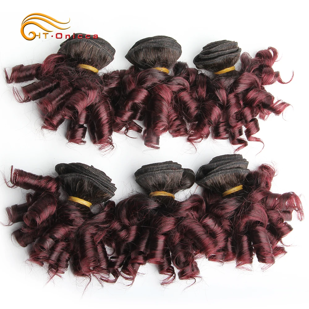 Еластични къдрава снопове перуански коса, 6 греди, Remy Omber Hair, 8-12 см, коси, букети за черни жени2