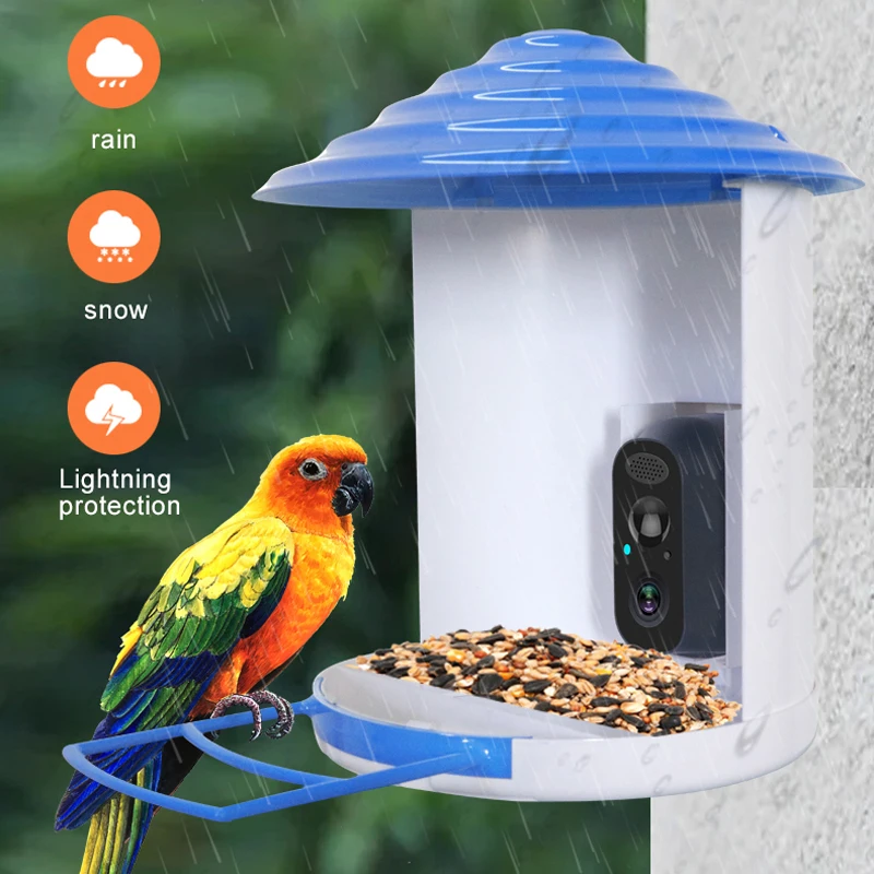 1080P Слънчеви Wifi камера за наблюдение на птици, външна водоустойчив безжична ясла за птици, 2-мегапикселови камери за наблюдение с откриването на изкуствен интелект, 2-лентов звук0