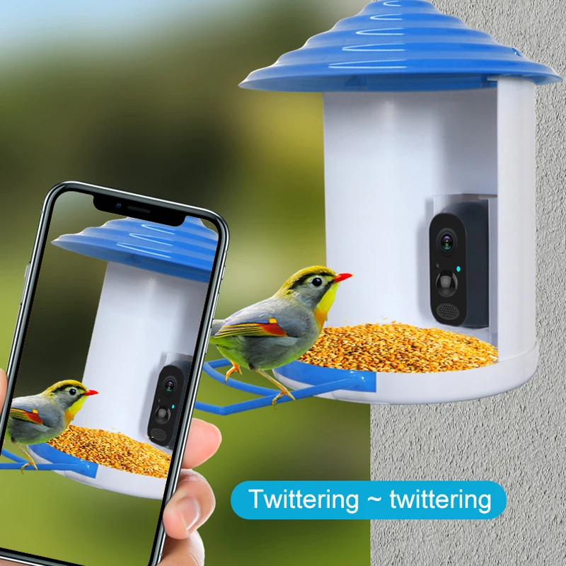 1080P Слънчеви Wifi камера за наблюдение на птици, външна водоустойчив безжична ясла за птици, 2-мегапикселови камери за наблюдение с откриването на изкуствен интелект, 2-лентов звук3
