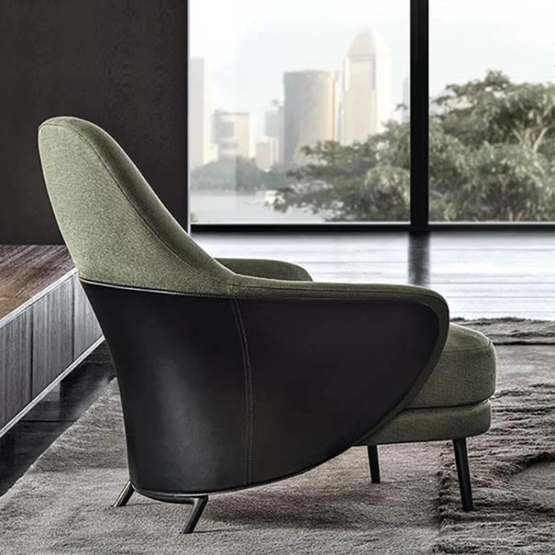 Италиански минималистичен единична стол с висока облегалка, голяма плоска вила, хол, спалня, диван за обсъждане, дизайнерски стол за почивка0