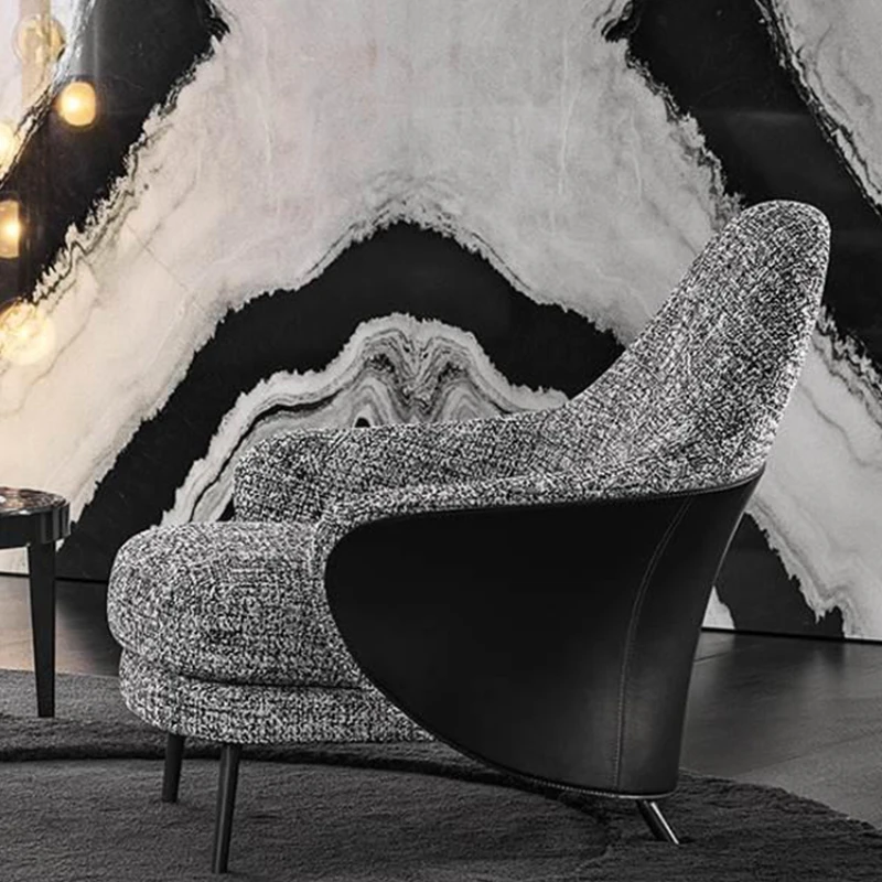 Италиански минималистичен единична стол с висока облегалка, голяма плоска вила, хол, спалня, диван за обсъждане, дизайнерски стол за почивка1