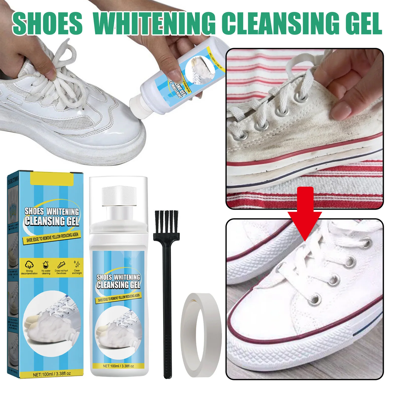 Средство за почистване на бели обувки Компактно и удобно средство за почистване на дамски мъжки детски обувки B881