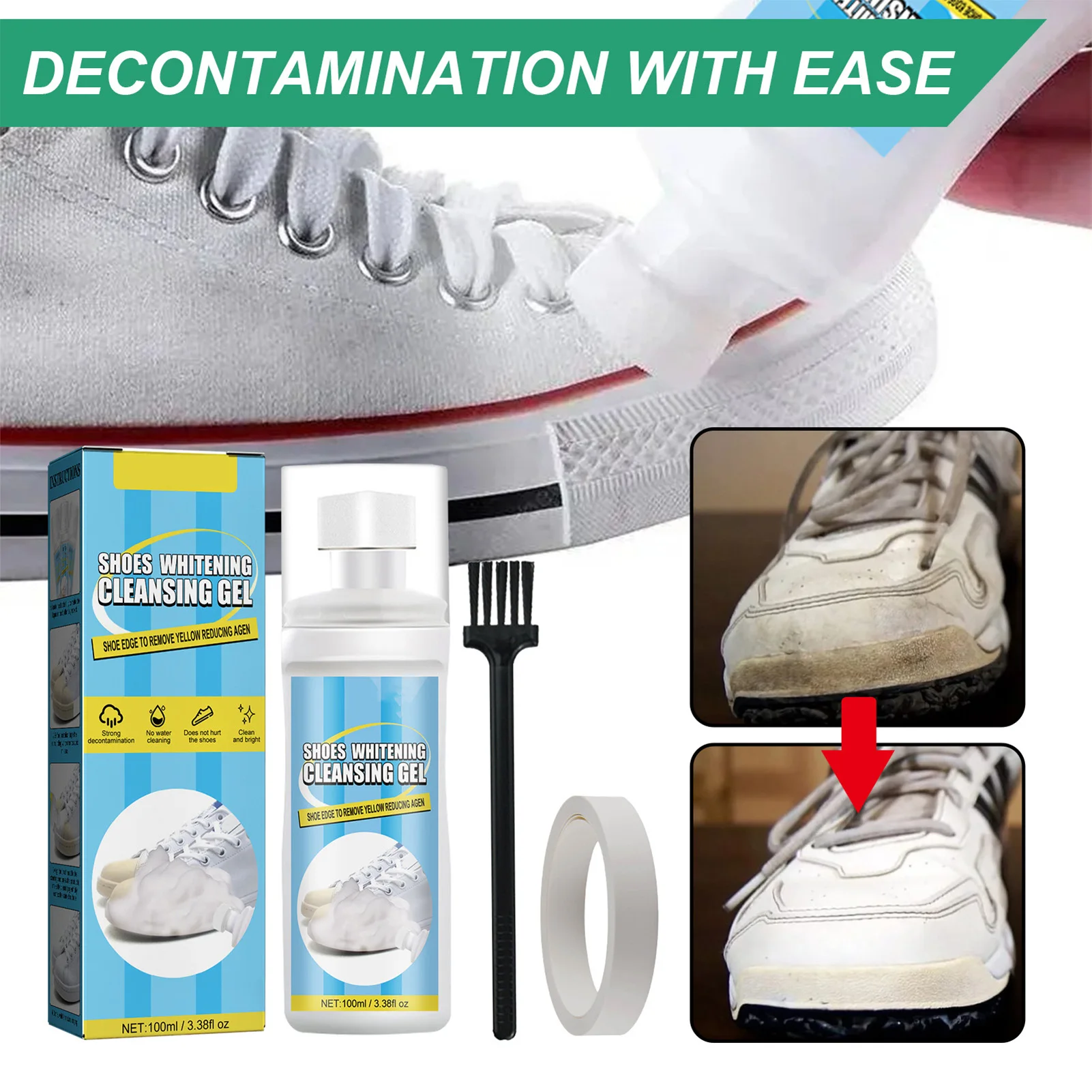 Средство за почистване на бели обувки Компактно и удобно средство за почистване на дамски мъжки детски обувки B885