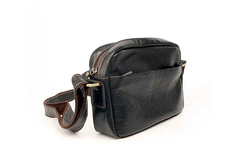 Луксозна мъжка чанта-месинджър от естествена телешка кожа в Ретро стил с едно рамо за дневни партита на открито с множество джобове, благородна малка квадратна чанта3
