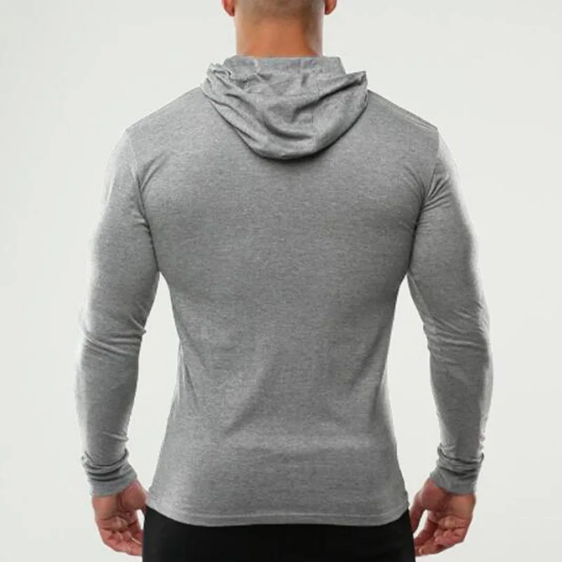 Марка Gym Bodybuilding Ежедневната мъжка риза от фин памук с дълъг ръкав, есенна солнцезащитная дишаща модерна риза с качулка за мускулите5