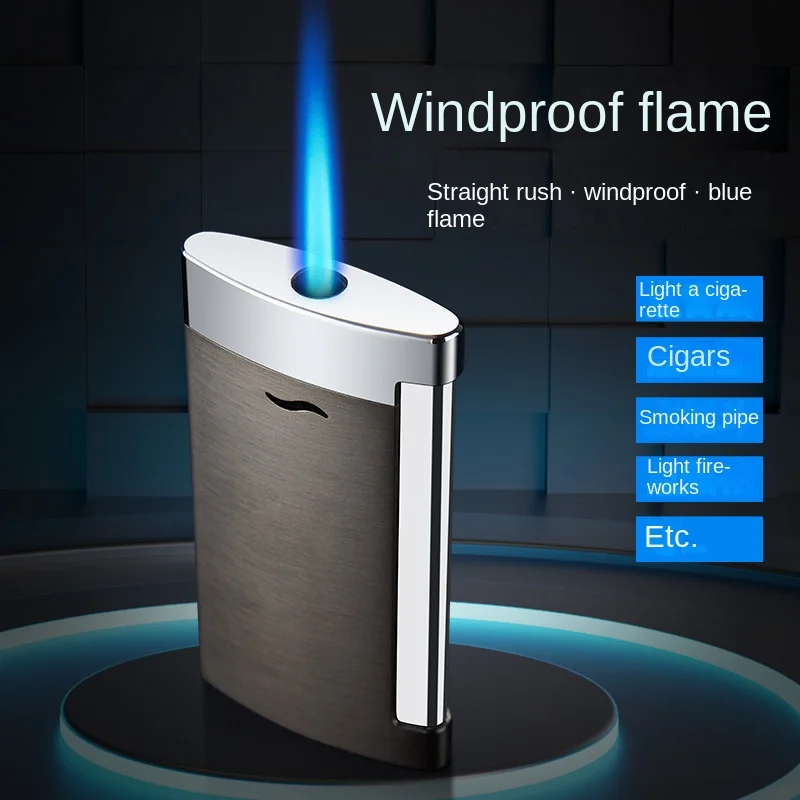 Директен ветрозащитная запалка, метална надуваема запалка със син пламък2