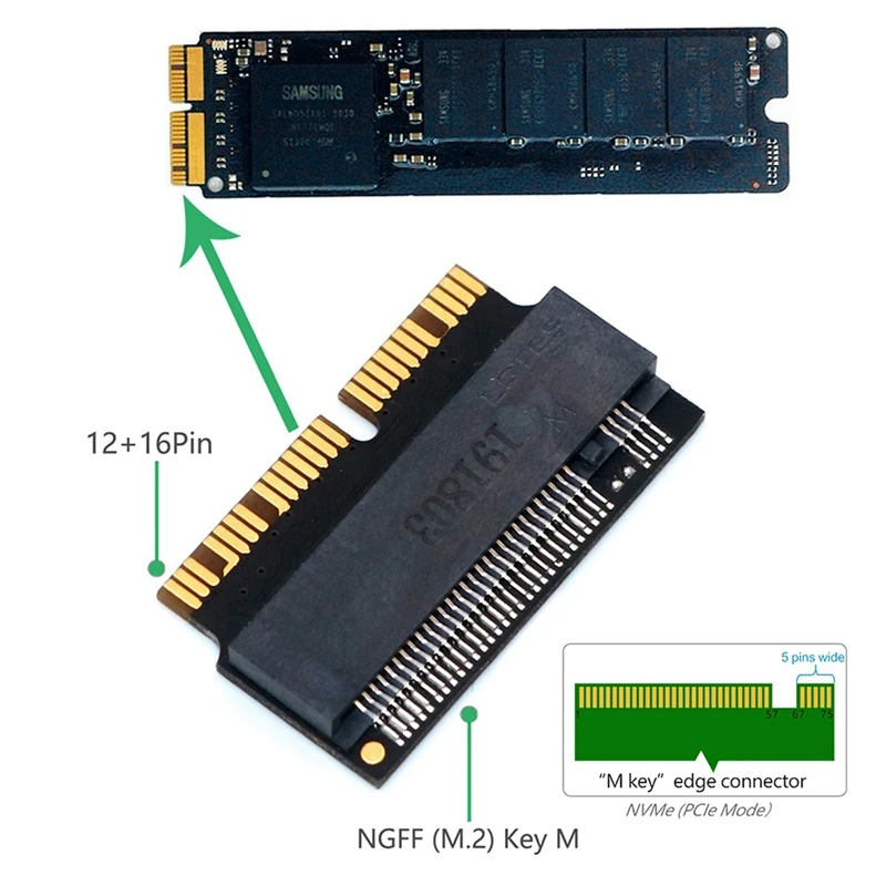 M. 2 NGFF AHCI Nvme SSD конвертор адаптер 12 + 16Pin с M. 2 NVME SSD конвертор адаптер карта1