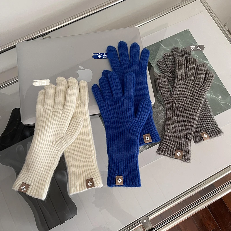 Обикновена вълнени ръкавици, зимни топли, с отворен отвор, с отворен пръст, за игра с мобилен телефон, пръст3