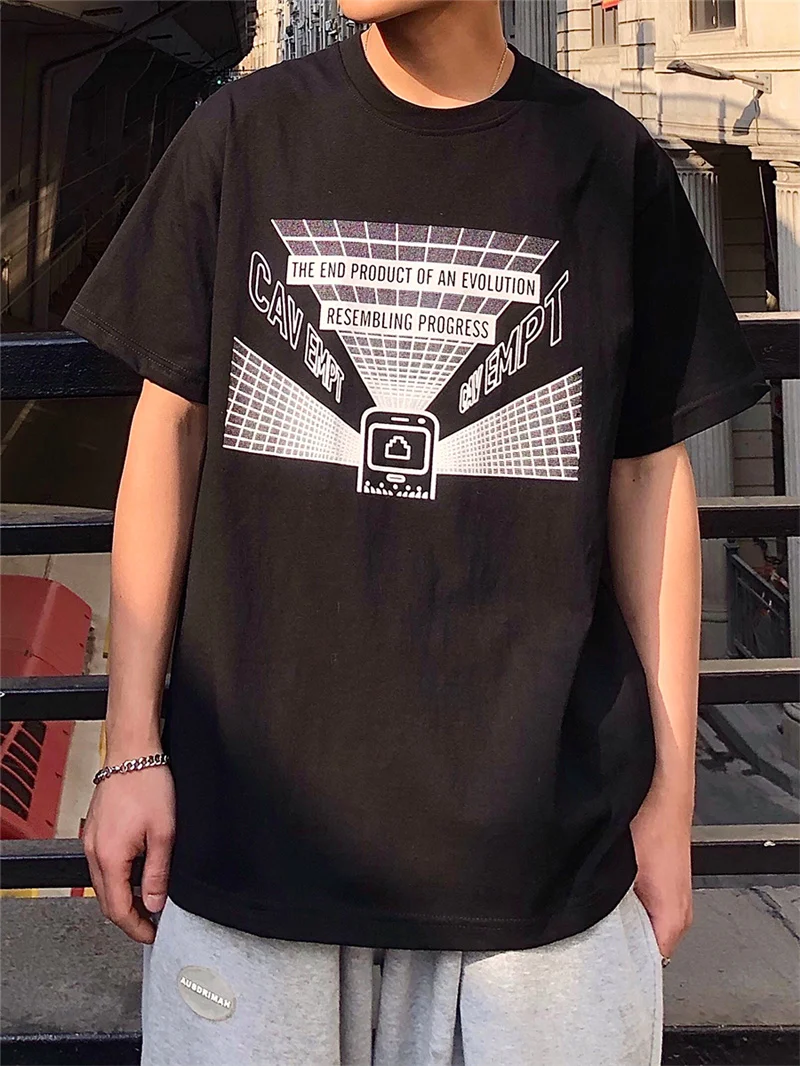 Класическа тениска с 3D принтом CAVEMPT C. E с кръгло деколте и къс ръкав за мъже и жени на японската модна марка0