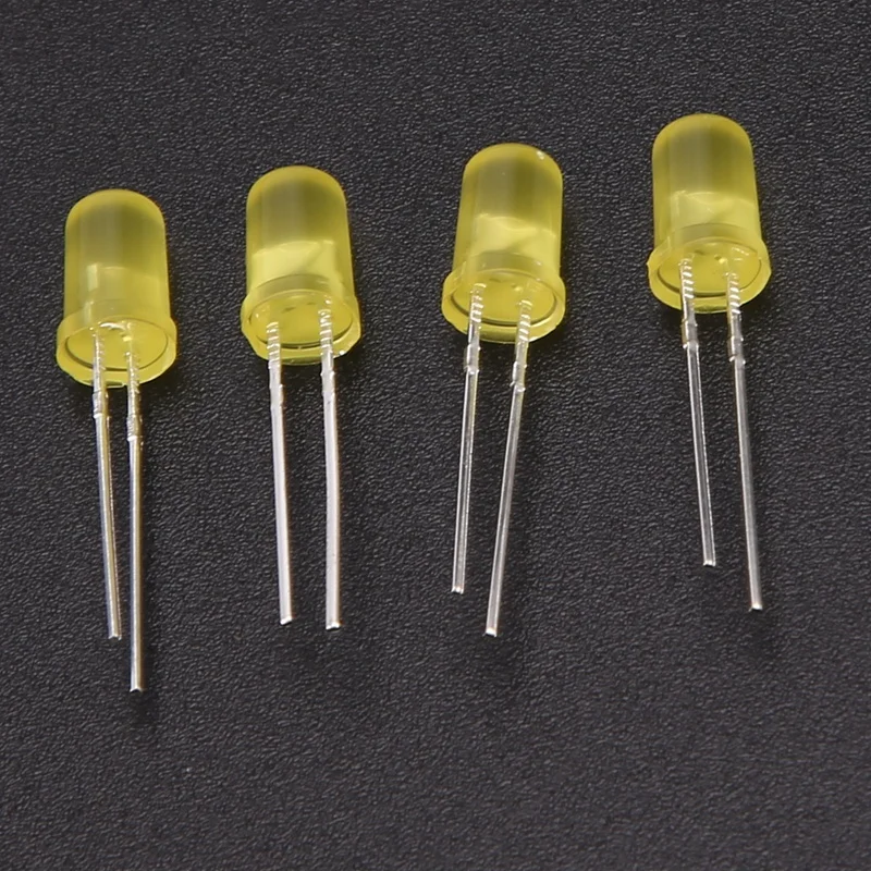 1000 бр. led мъниста в жълт цвят F5/5 мм в редица5