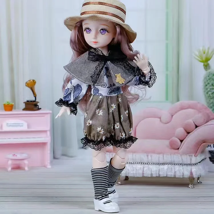 30 см Kawaii BJD Кукла, Момиче 6 Точки Шарнира Подвижната Кукла с Модерни Дрехи Мека Коса Обличам Играчки За Момичета Подарък За Рожден Ден на Нова Кукла0