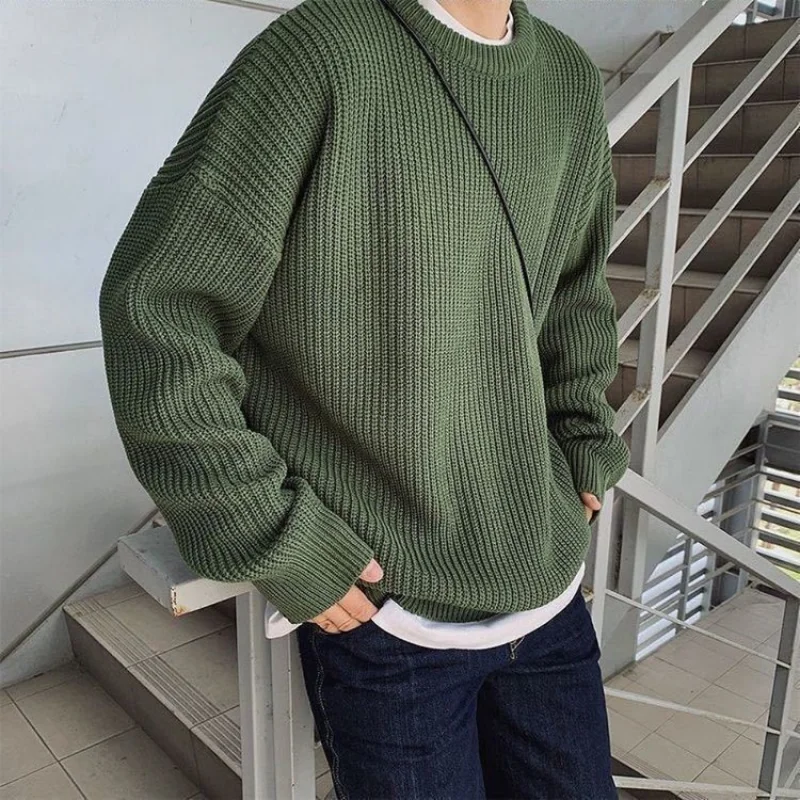 Корейски модни пуловери, мъжки есенни обикновена вълнени пуловери, приталенная мъжки градинска дрехи, мъжки дрехи, вязаный пуловер, мъжки пуловери0