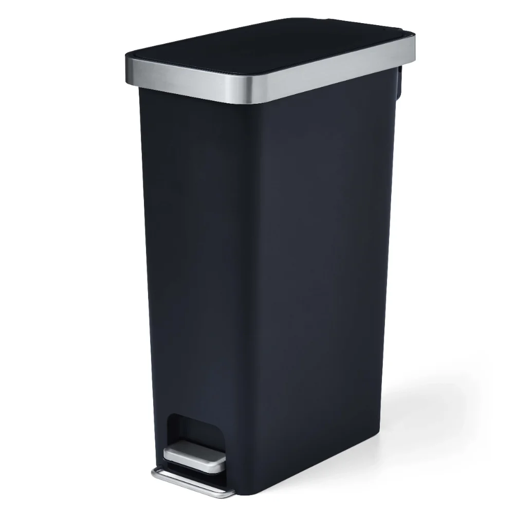 Кофа за боклук обем 10,5 литра, пластмасов тънка подложка за крака на кухненската кошчето за боклук, черни кофи за боклук0
